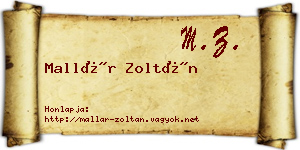 Mallár Zoltán névjegykártya