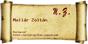 Mallár Zoltán névjegykártya