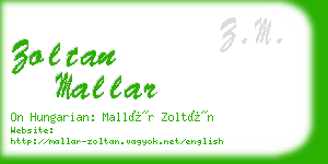 zoltan mallar business card